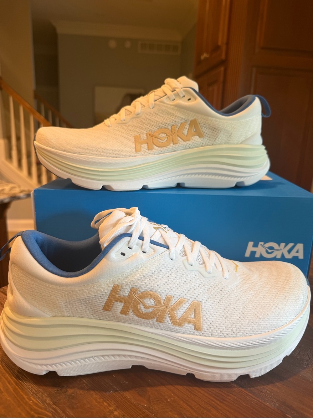 HOKA Men’s Gaviota 5 Running shoes, Frost/Gold. Brand New In Box! Hard to find.